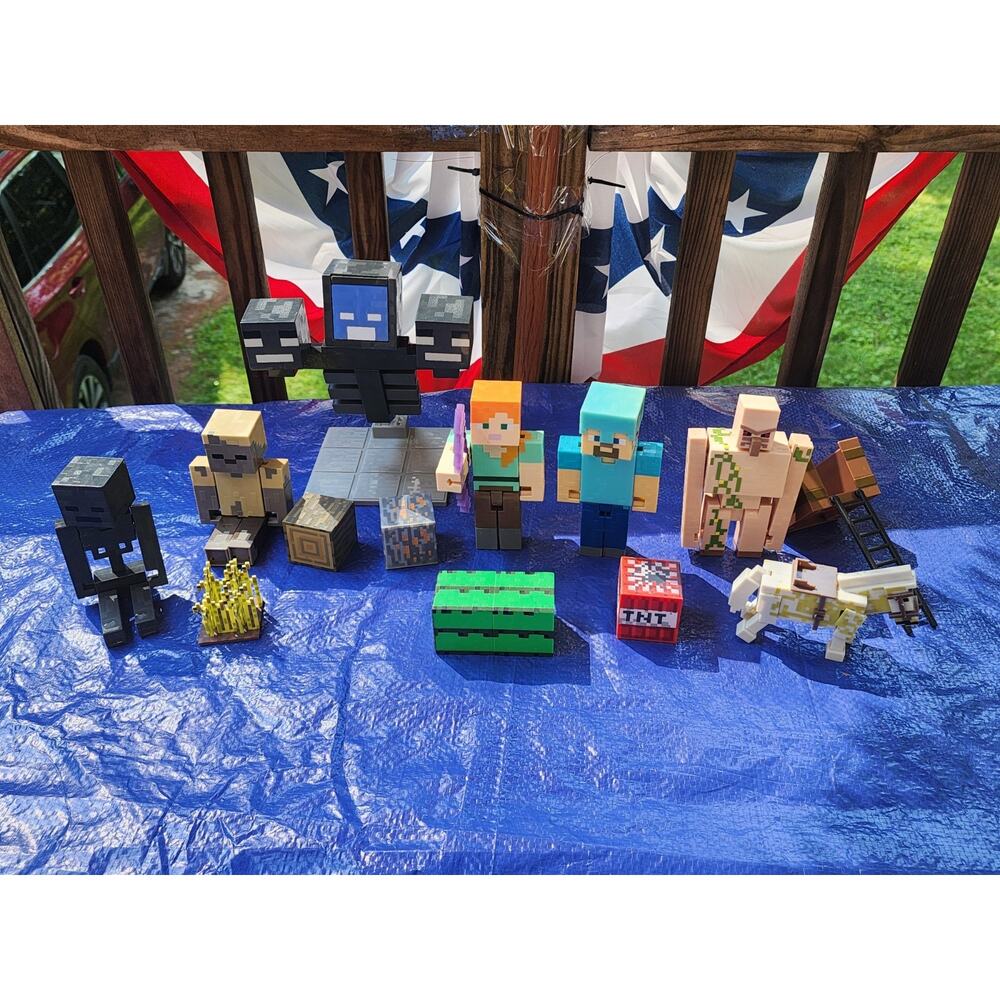 RARE Minecraft Mattel Wither Warfare Figure Set Mostly Complete See Pictures